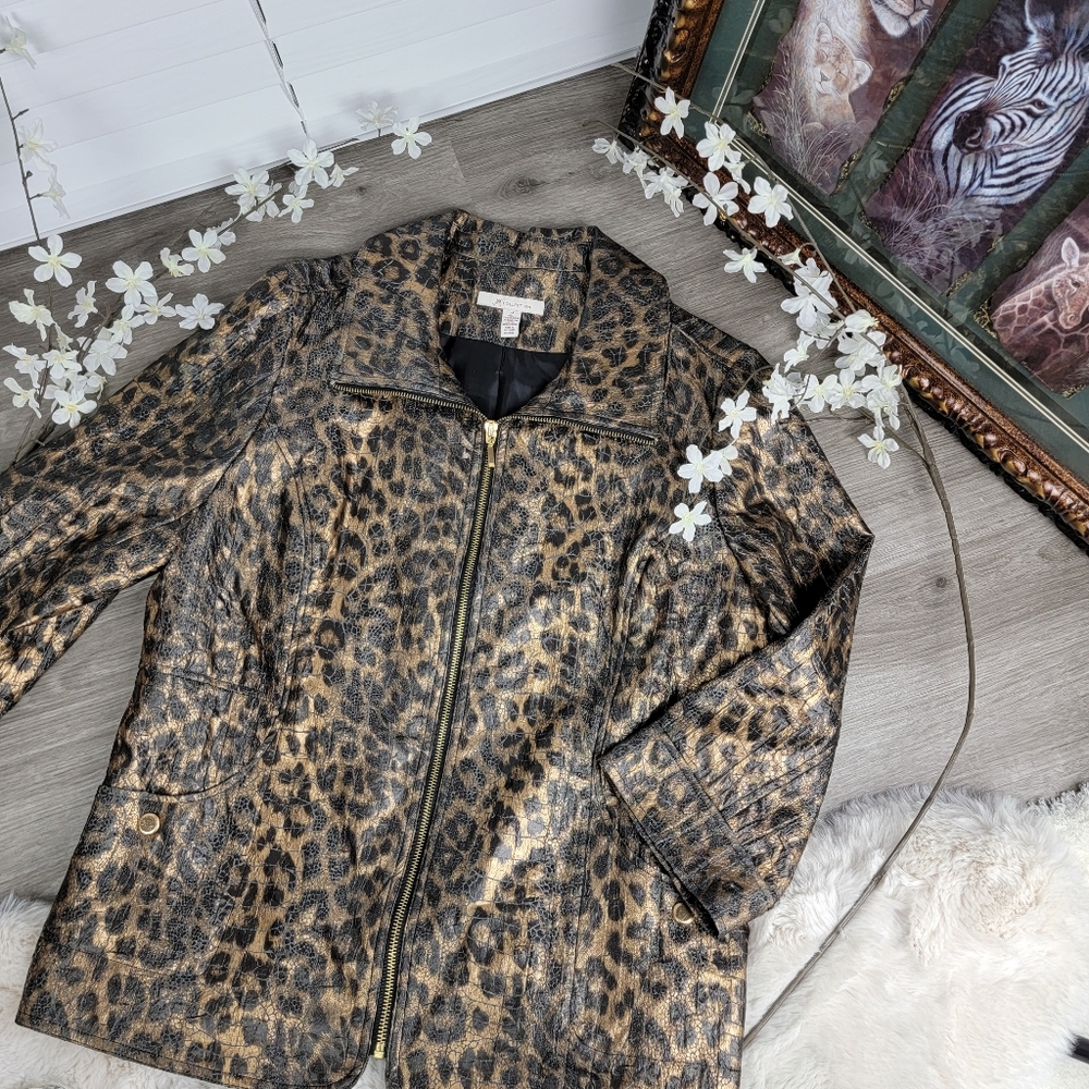 JM Collection Washy Animal Print Jacket